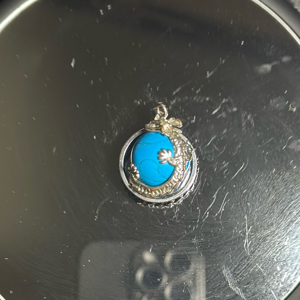 Silver and Blue Dragon Pendant from Vietnam